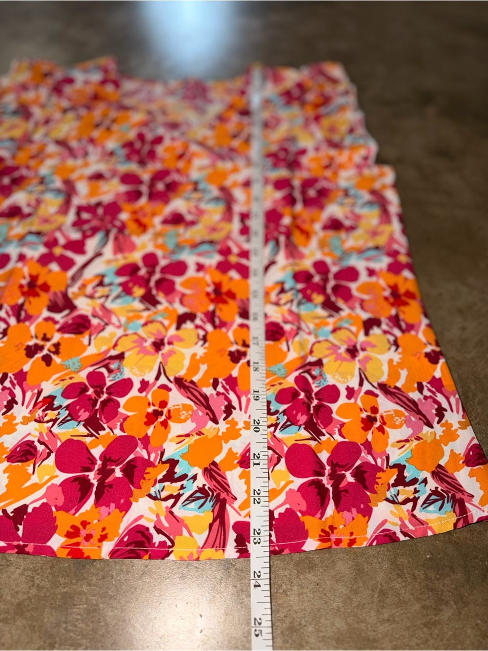 Floral Ruffle Sleeve V-Neck Blouse Pink Orange Tropical Top M - Picture 4 of 7